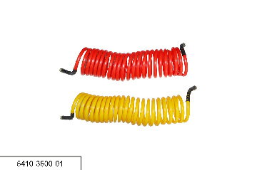 5410-3500-01 Шланги прицепа спиральные 5,5м, жёлтый+красный (2шт) М16 (2,5м) под головку старого образца