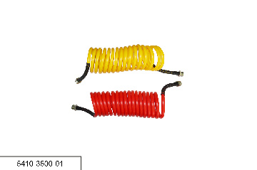5410-3500-01 Шланги прицепа спиральные 5,5м, жёлтый+красный (2шт) М22/22 (2,5м) под головку С/О